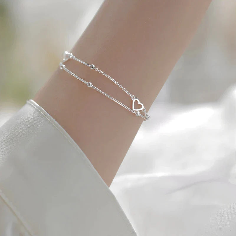 Verstellbares Herz-Armband aus Silber
