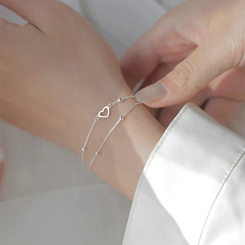 Verstellbares Herz-Armband aus Silber