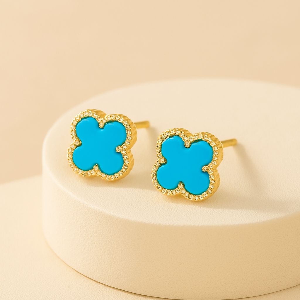 Kleeblatt Ohringe in Gold